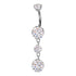 Double CZ Titanium Belly Dangle Belly No-Dangles 14g - 3/8" long (10mm) Clear CZ