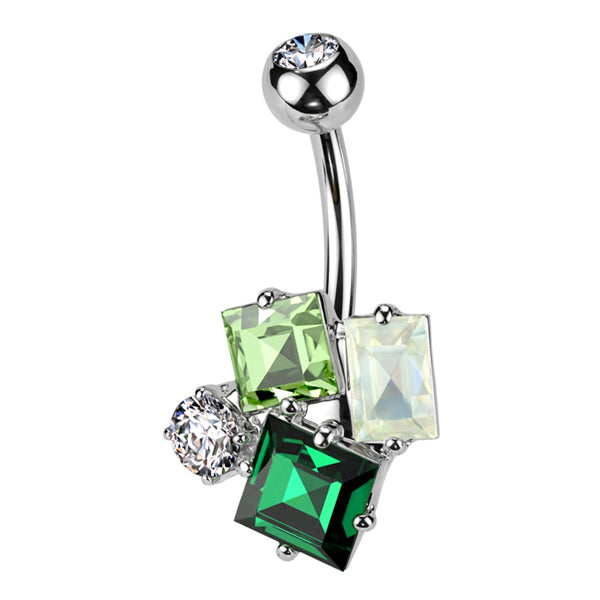 Green Cluster Belly Ring Belly Ring 14g - 3/8" long (10mm) Stainless