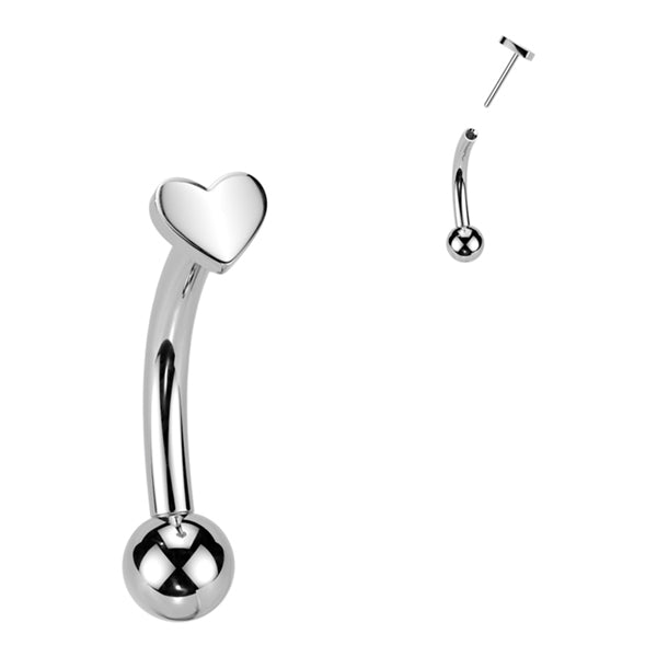 Heart Top Threadless Curved Barbell