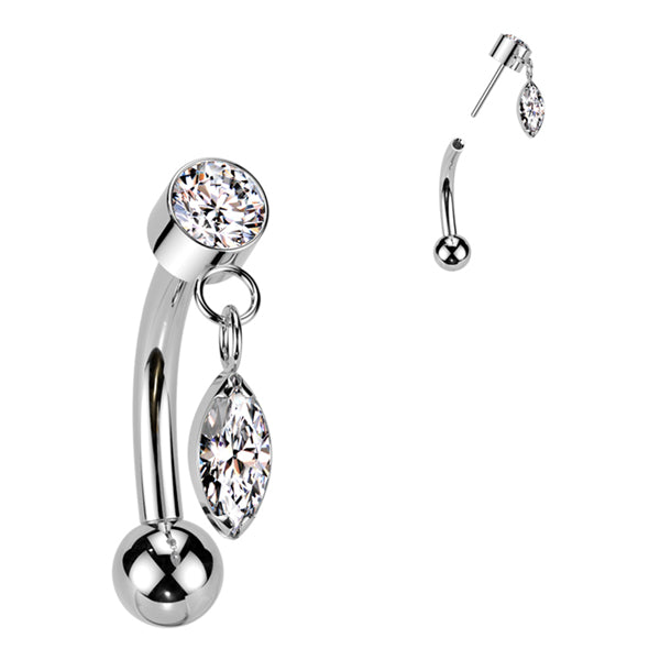 Marquise Dangle Threadless Curved Barbell