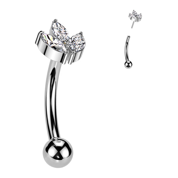 Marquise Leaf Threadless Curved Barbell