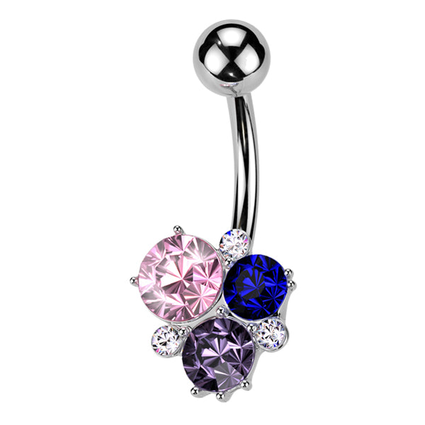 Mixed Cluster Belly Ring Belly Ring 14g - 3/8" long (10mm) Stainless