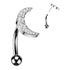 Moon CZ Threadless Curved Barbell