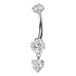 Round Heart Titanium Belly Dangle Belly No-Dangles 14g - 3/8" long (10mm) Clear CZ