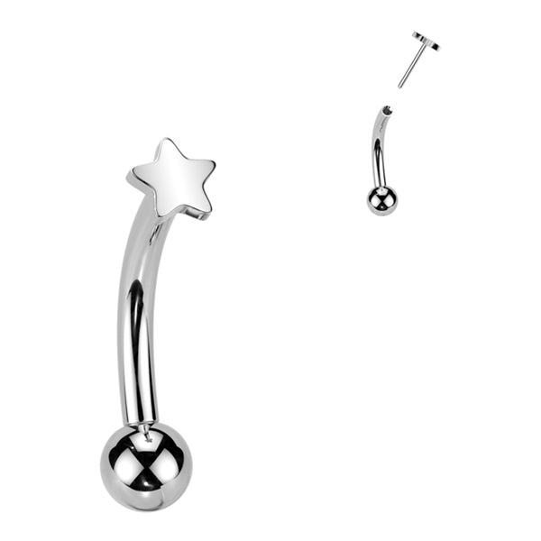 Star Top Threadless Curved Barbell