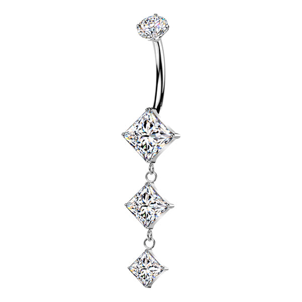 Triple Diamond Titanium Belly Dangle Belly No-Dangles 14g - 3/8