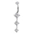 Triple Diamond Titanium Belly Dangle Belly No-Dangles 14g - 3/8" long (10mm) Clear CZ