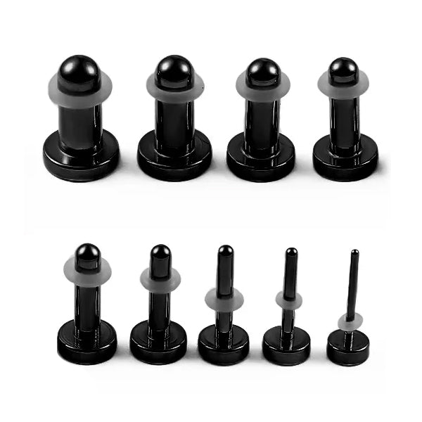 Black Single Flare Plugs Plugs 14 gauge (1.6mm) Black