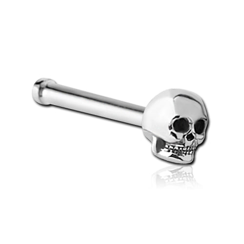 Skull Stainless Nose Bone Nose 20 gauge - 1/4" wearable (6.5mm) Stainless Steel