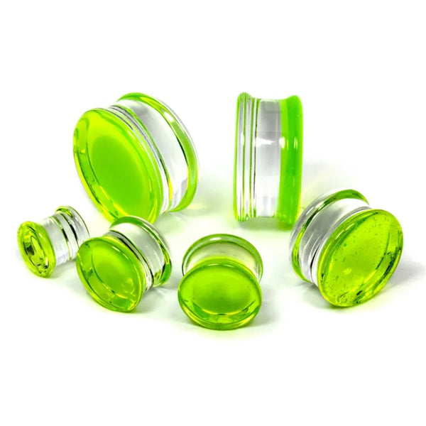 Slime Double Flare Glass Plugs Stretched Lobes 4 gauge (5mm) Slime