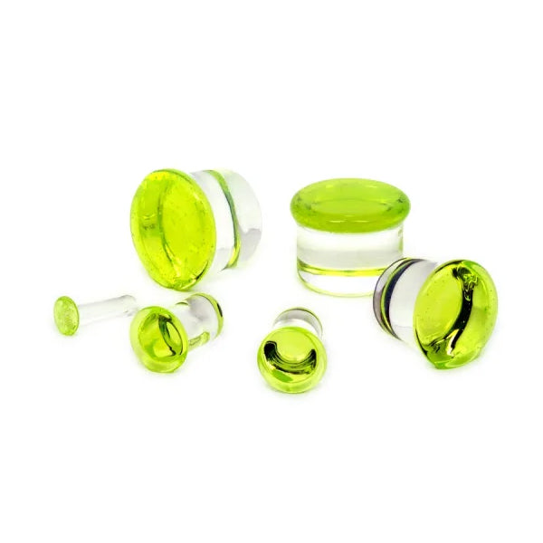 Slime Single Flare Glass Plugs Stretched Lobes 12 gauge (2mm) Slime