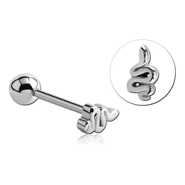 Snake Stainless Tongue Barbell Tongue 14g - 5/8" long (16mm) Stainless Steel