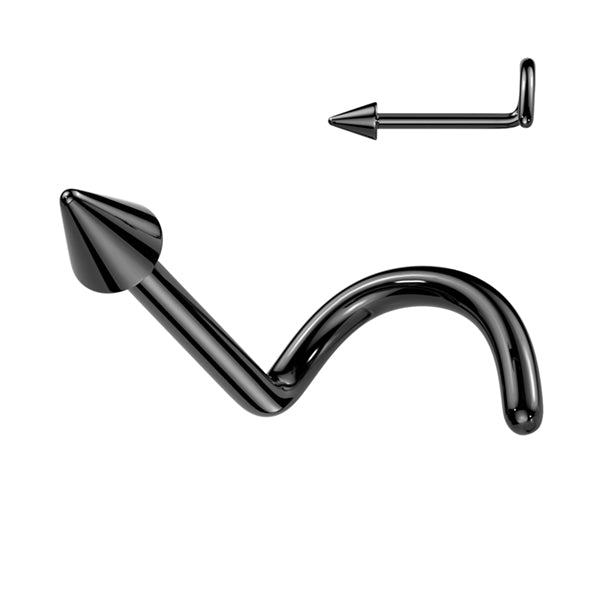 Spike Black Titanium Nostril Screw Nostril Screws 20g - 1/4" wearable (6mm) Black Titanium