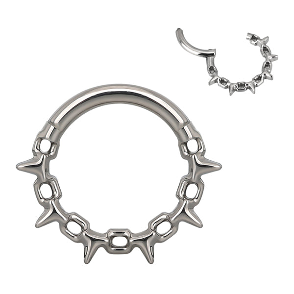 Spiked Chain Titanium Hinged Ring Hinged Rings 16g - 5/16