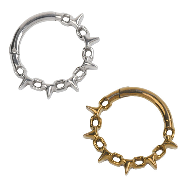 Spiked Chain Titanium Hinged Ring Hinged Rings 16g - 5/16