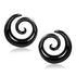 Spiral Black Tunnels Plugs 1/2 inch (12mm) Black