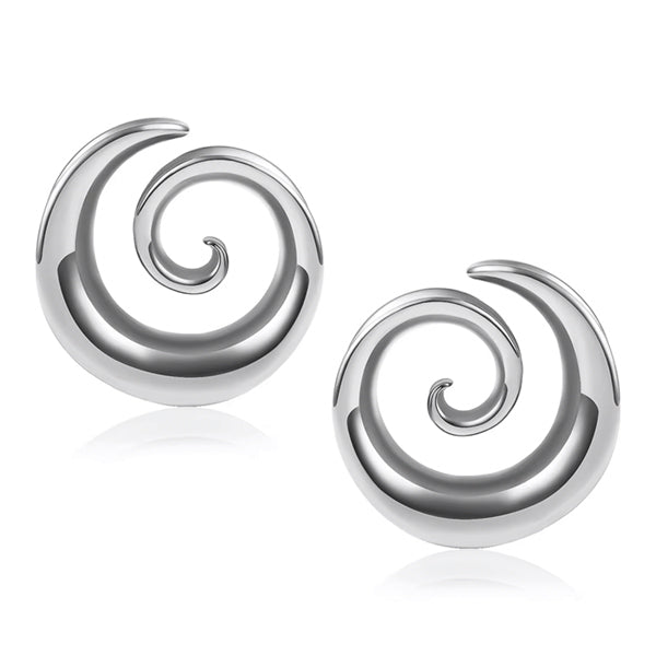 Spiral Stainless Tunnels Plugs 1/2 inch (12mm) Stainless Steel