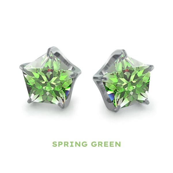Pentagon Gem End by NeoMetal Threadless Ends 5mm Pentagon CZ Spring Green CZ
