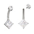 Square CZ Titanium Belly Barbell Belly No-Dangles 14g - 3/8" long (10mm) Clear