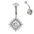 Square CZ Flower Titanium Belly Barbell Belly No-Dangles