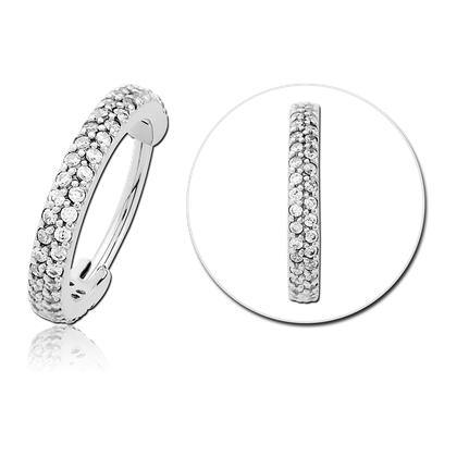 14g Jewelled CZ Stainless Hinged Ring Hinged Rings 14g - 5/16" diameter (8mm) High Polish (silver)