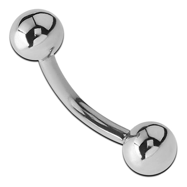 00g Stainless Curved Barbell (internal) Curved Barbells 00g - 1/2" long (13mm) - 13mm balls Stainless Steel