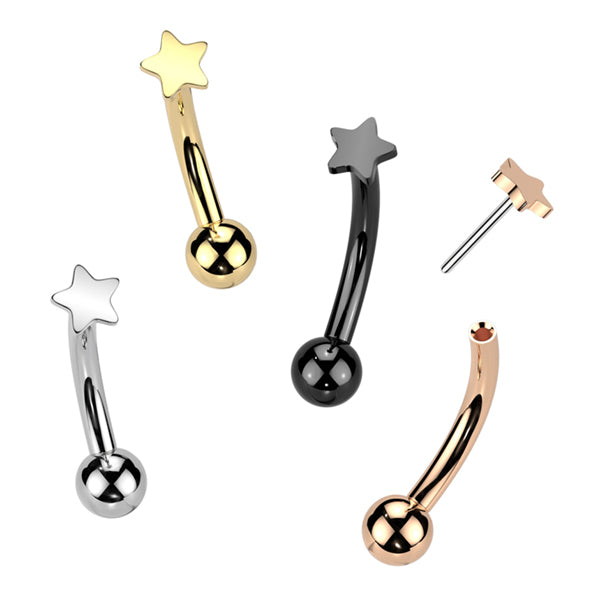 Star Top Threadless Curved Barbell