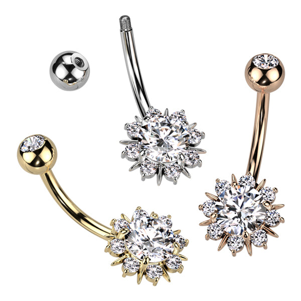 Sunburst CZ Belly Ring