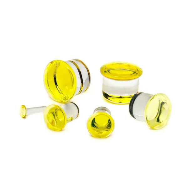 Sunshine Single Flare Glass Plugs Stretched Lobes 12 gauge (2mm) Sunshine