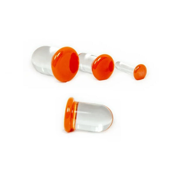 Tangerine Single Flare Glass Plugs Stretched Lobes 12 gauge (2mm) Tangerine