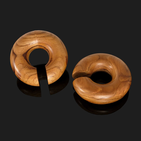 Teak Wood Rings Stretched Lobes 8 gauge (3mm) Teak Wood