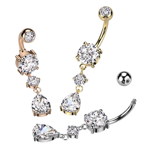 Teardrop CZ Belly Dangle | Tulsa Body Jewelry
