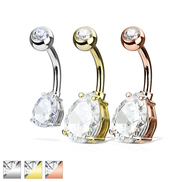 Teardrop CZ Belly Ring