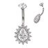 Teardrop CZ Flower Titanium Belly Barbell Belly No-Dangles