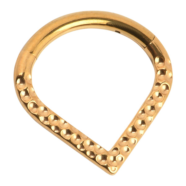 Textured Chevron Gold Titanium Hinged Ring