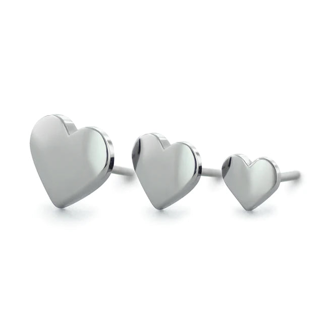 Threadless Titanium Heart End by NeoMetal Replacement Parts 2.7mm x 3.5mm heart High Polish