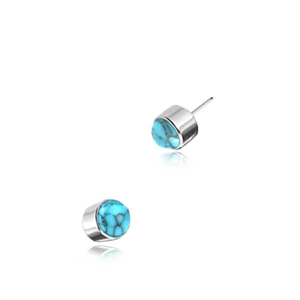 Threadless Turquoise Titanium Bezel End Replacement Parts 3mm Turquoise High Polish (silver)