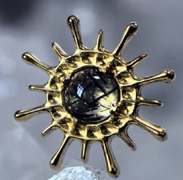 16g Sea Urchin Gold Titanium End Internal Ends 16 gauge - 7.5x7.5mm Tourmalated Quartz