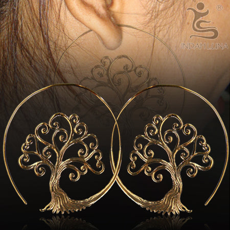 Tree of Life Brass Hangers Earrings 18 gauge (1mm) Yellow Brass