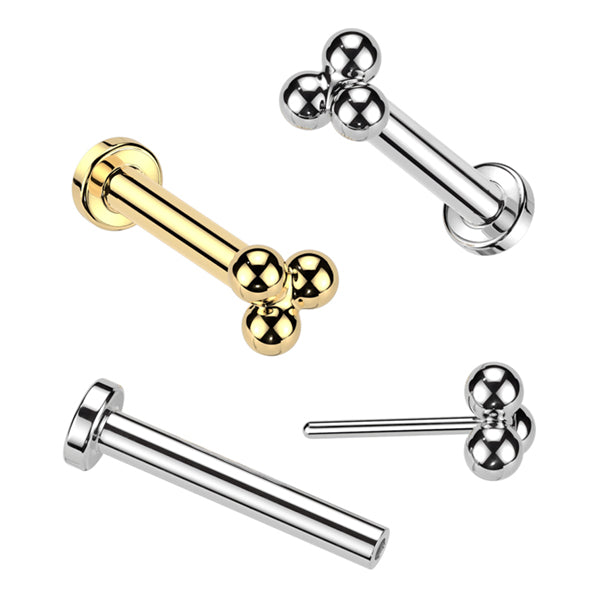 18g Trinity Bead Threadless Titanium Labret | Tulsa Body Jewelry