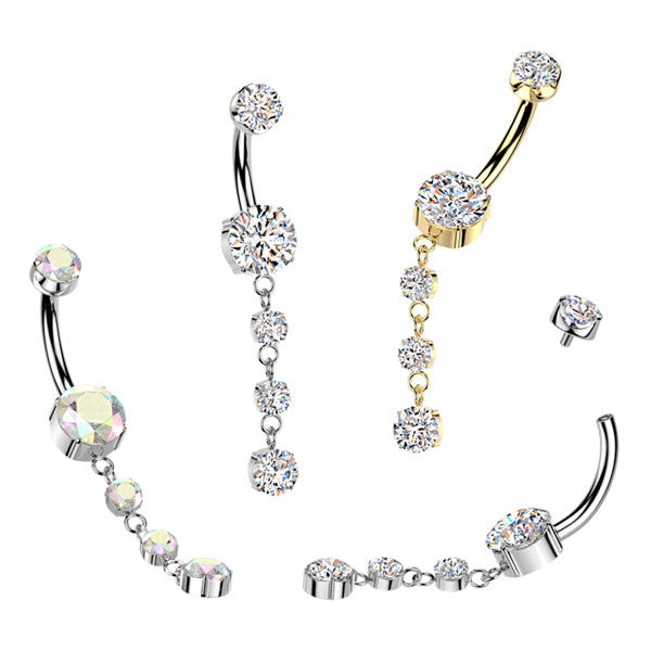 Triple CZ Titanium Belly Dangle