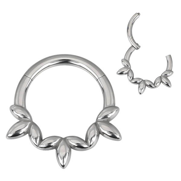Triple Clover Stainless Hinged Ring Hinged Rings 16g - 5/16