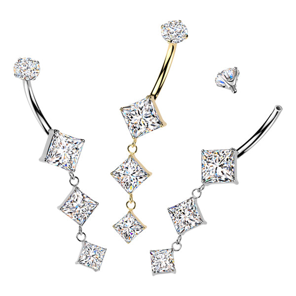 Triple Diamond Titanium Belly Dangle