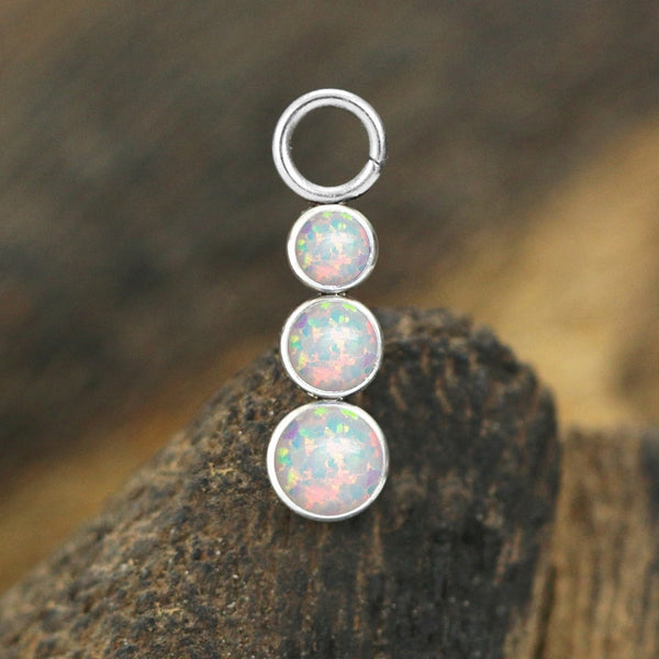 Triple Opal Stainless Charm Replacement Parts 13x4mm White Opals