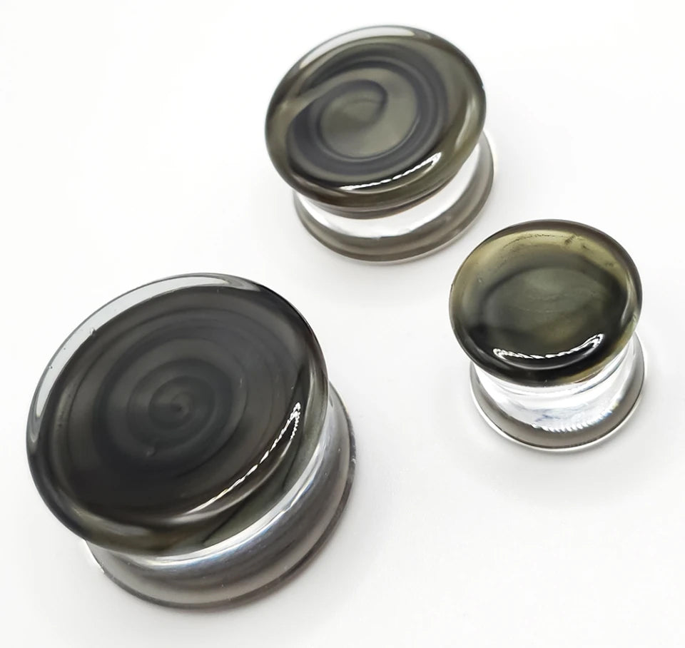 Tungsten Electronium Glass Plugs Stretched Lobes 0 gauge (8mm) Tungsten