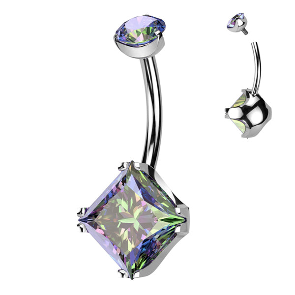 Princess CZ Titanium Belly Barbell Belly Ring