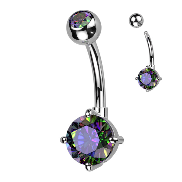 Round CZ Titanium Belly Barbell