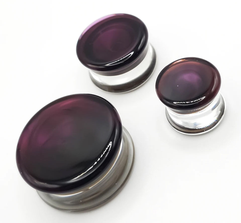 Venetian Violet Electronium Glass Plugs Stretched Lobes 0 gauge (8mm) Venetian Violet