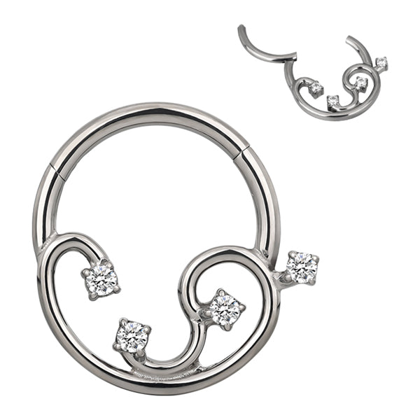 Vine CZ Titanium Hinged Ring Hinged Rings 16g - 5/16