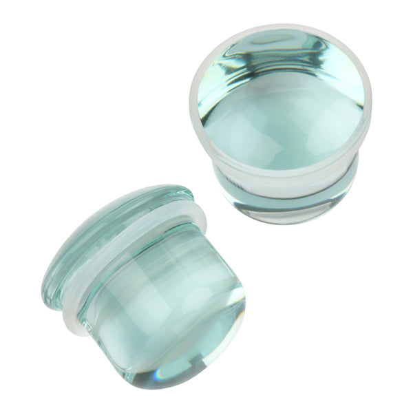 Vintage Clear Glass Single Flare Plugs Stretched Lobes 14 gauge (1.6mm) Clear